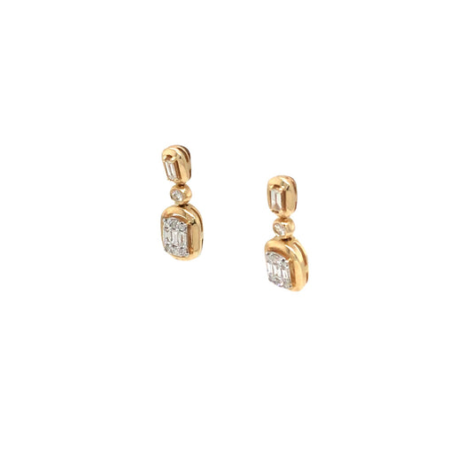 (Uj2)0.30Ctw 14K Yellow Gold Diamond Earring 1.6Dwt