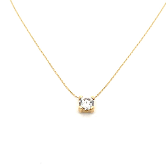 14K Yellow Gold Ladies Square Cz Pendant Necklace 18In