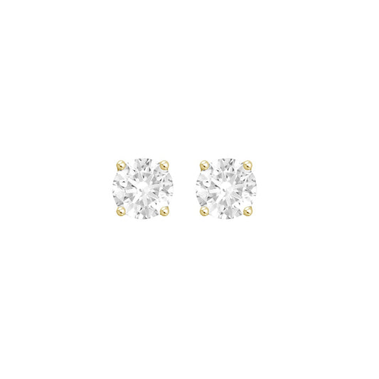1.0Ctw 14K Yellow Gold Lab Grown Round Diamond Solitaire Stud Earrings
