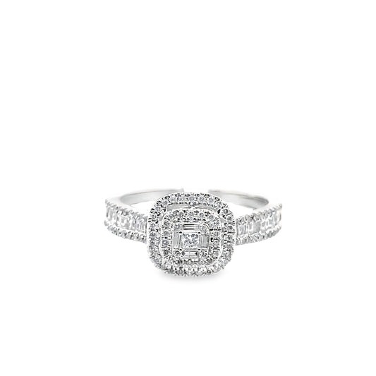 0.50Ct 14K White Gold Diamond Engagement Ring Size 7 1.8Dwt
