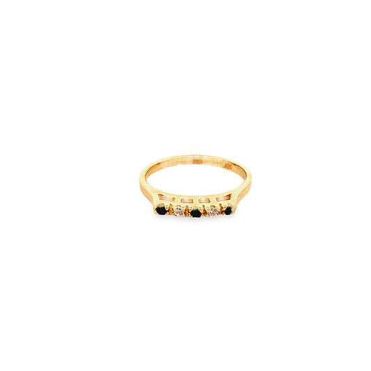 14K Yellow Gold Blue Stone & Cz Ring Size 6.5 1.7Dwt