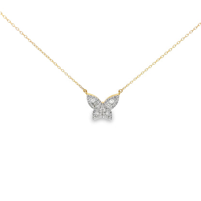 0.50Ctw14k Yellow Gold Diamond Butterfly Pendant Necklace 18In 2.0Dwt
