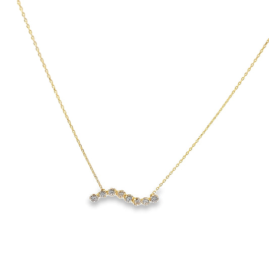 14K Yellow Gold Cz Pendant Necklace 18In
