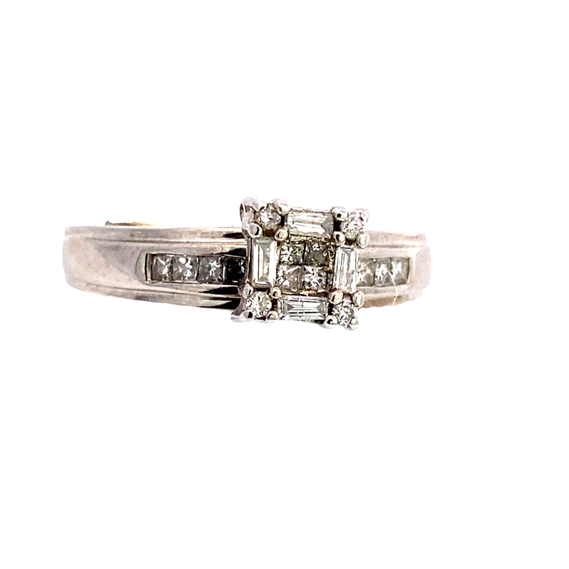 14K White Gold Diamond Engagement Ring Size 7  1.9Dwt