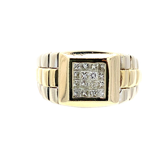 14K Yellow Gold Mns Diamond Fashion Ring Size 9.5  6.3Dwt