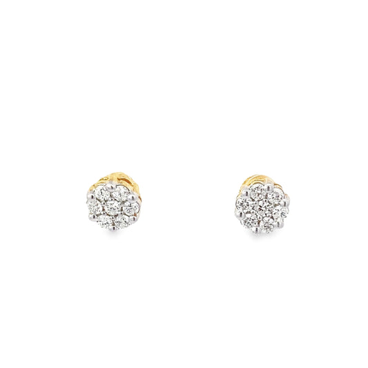 0.50Ctw 14K Yellow Gold Diamond Flower Cluster Stud Earrings