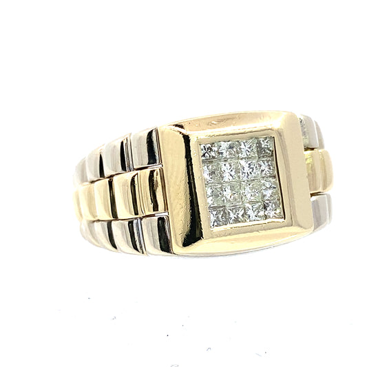 14K Yellow Gold Mns Diamond Fashion Ring Size 9.5  6.3Dwt