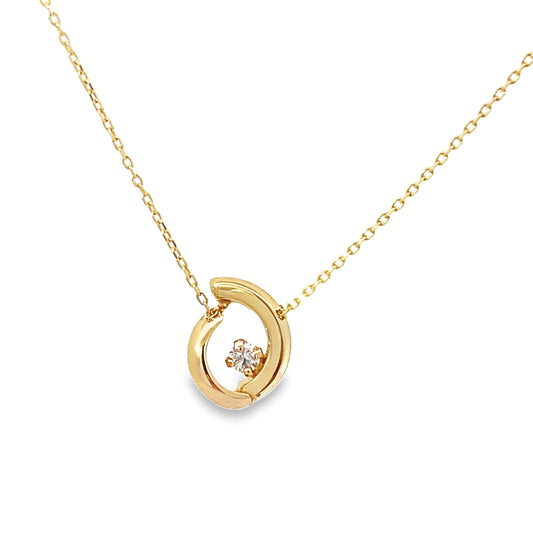 14K Yellow Gold Ladies Cz Pendant Necklace 18In