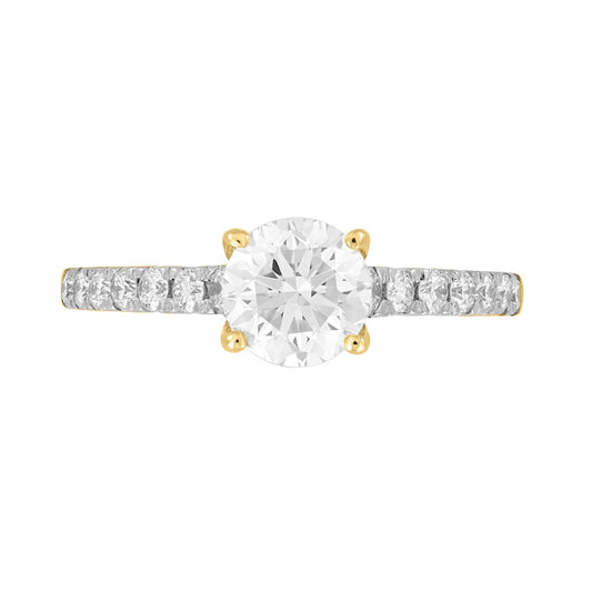 1.50Ctw 14K Yellow Gold Lab Grown Round Diamond Solitaire Engagement Ring Size 7 1.3Dwt