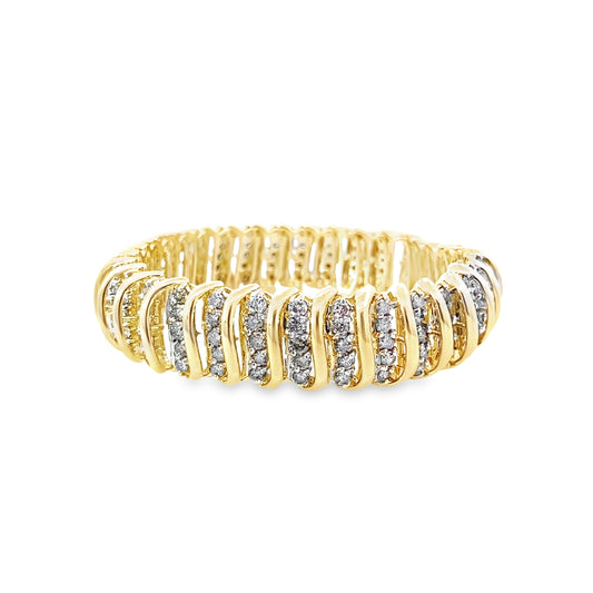 10K Yellow Gold Diamond Fancy Link Bracelet 7In 25.5Dwt