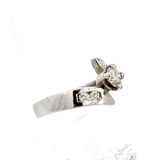 50 Ctw 14K White Gold Diamond Engagement Ring Size 5.25 2.3Dwt
