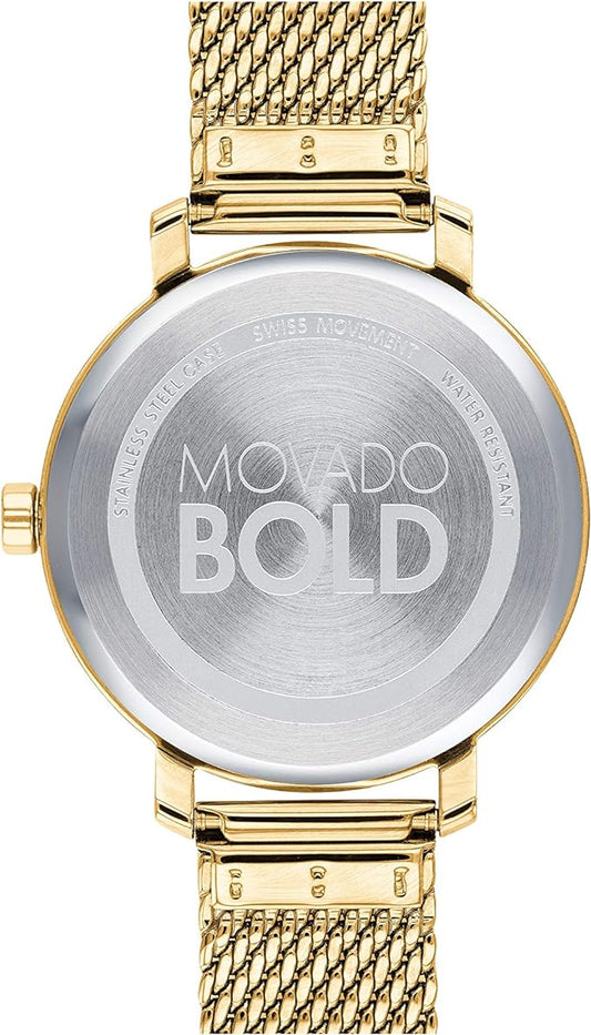 Pre-Owned Movado Bold Ladies Watch (3600921) Gold Tone Stainless Steel Gold Dial