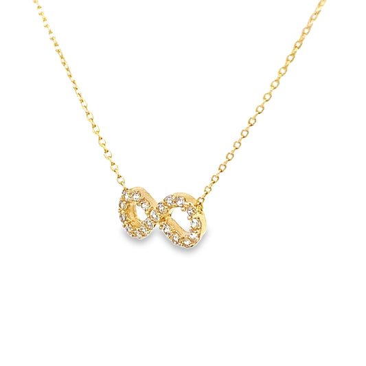 14K Yellow Gold Cz Infinity Pendant Necklace 18In