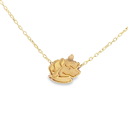 14K Yellow Gold Unicorn Pendant Necklace 18In