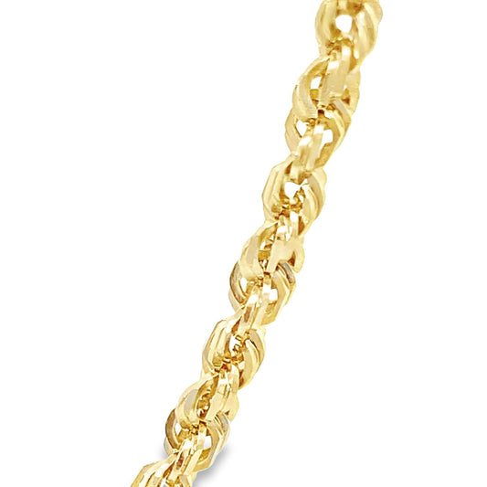 14K Yellow Gold Solid Rope Link Chain 3.5Mm 24In
