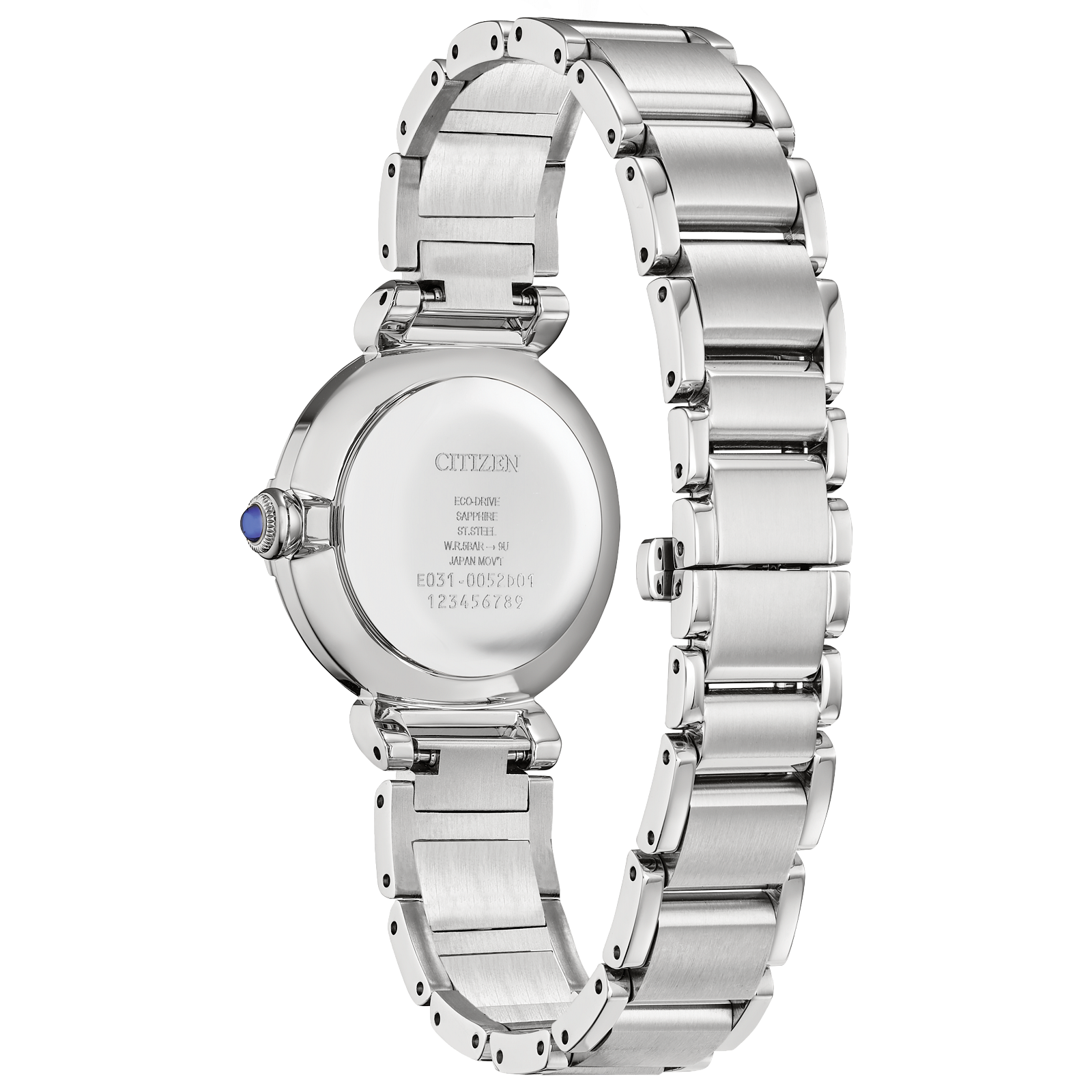Citizen L Mae Ladies Eco Drive Watch (Em1060-52N) Silver Tone Blue Mother Of Pearl Dial