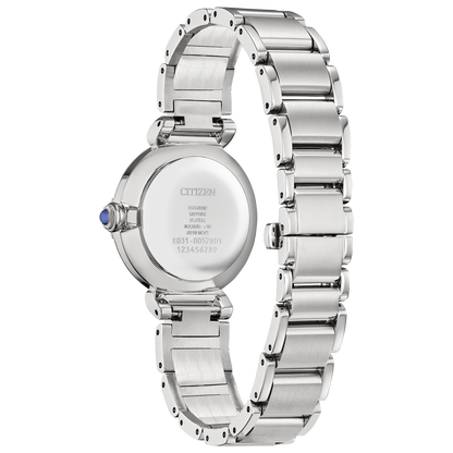 Citizen L Mae Ladies Eco Drive Watch (Em1060-52N) Silver Tone Blue Mother Of Pearl Dial