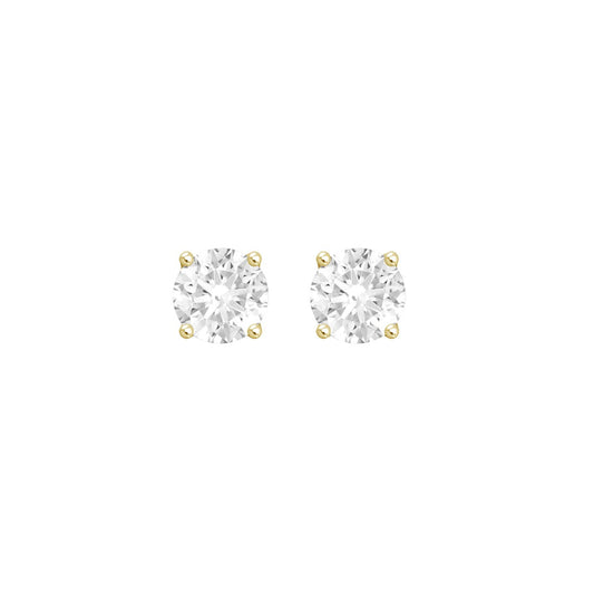 2.0Ctw 14K Yellow Gold Lab Grown Round Diamond Solitaire Stud Earrings