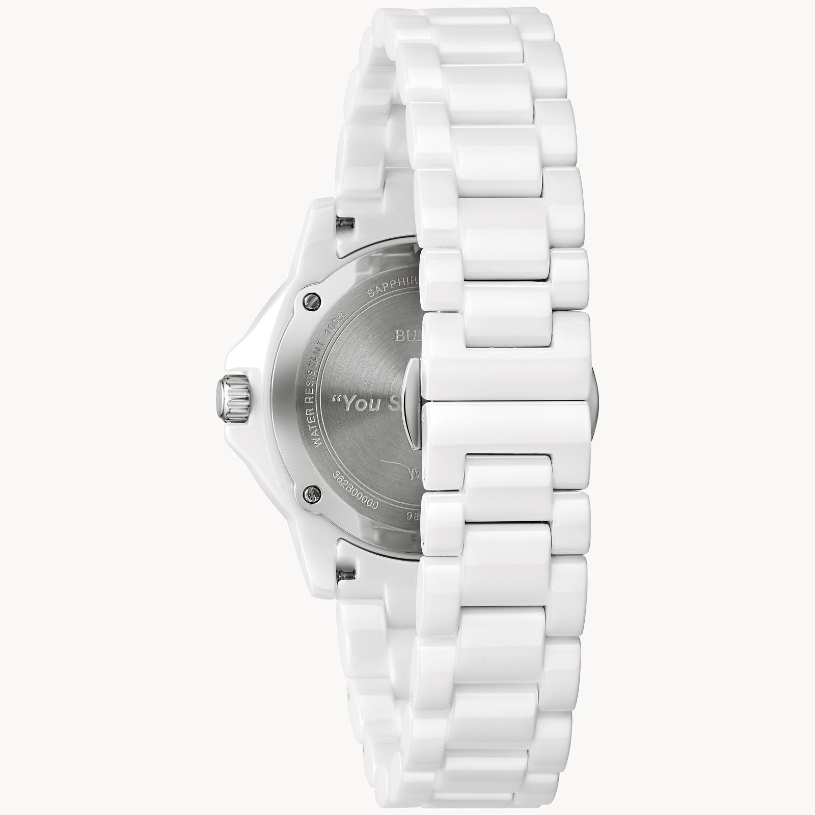 Bulova Ladies’ Whatch White Ceramic And Silver-Tone Stainless Steel(98P222)