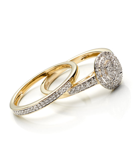 0.33Ctw 10K Yellow Gold Diamond Bridal Set Size 7