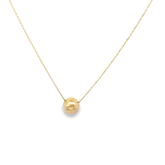 14K Yellow Gold 8Mm Ball Pendant Necklace 18In