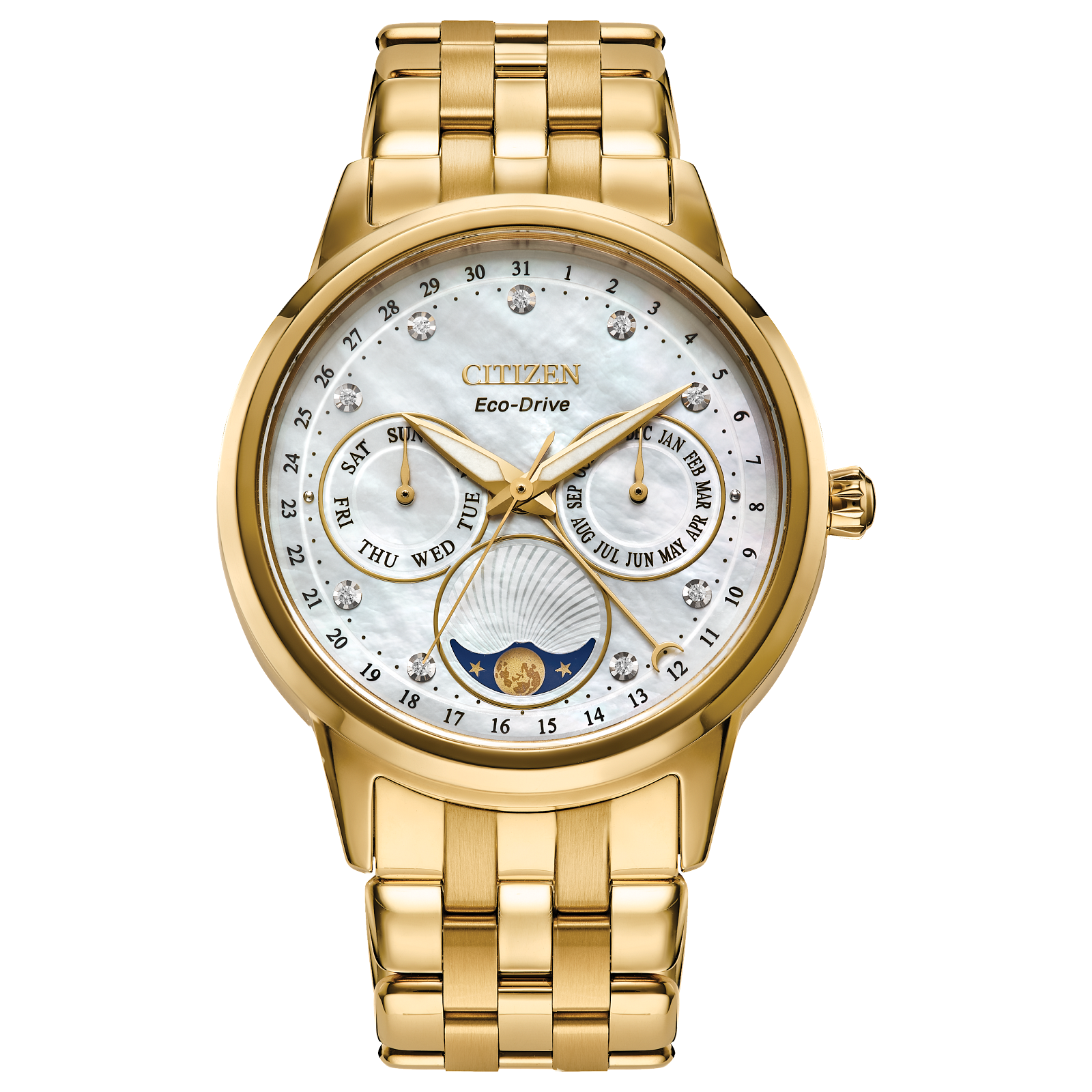 Citizen Calendrier Eco Drive Ladies Watch (Fd0002-57D) Gold Tone