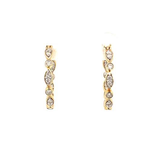 0.50Ctw 14K Yellow Gold Diamond Hoops Earrings