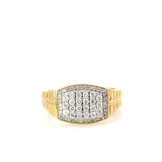 0.50Ctw 14K Yellow Gold Mens Diamond Fashion Ring Size 10 4.0Dwt