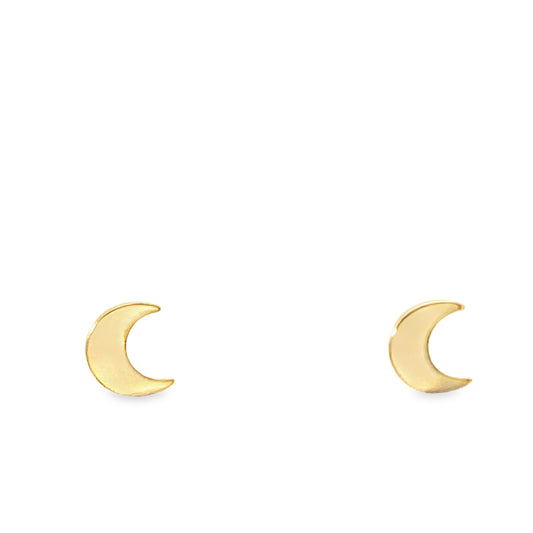 14K Yellow Gold Moon Stud Earrings