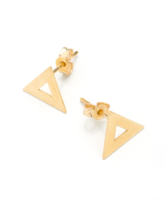 14K  Yellow Gold Triangle Stud Earrings