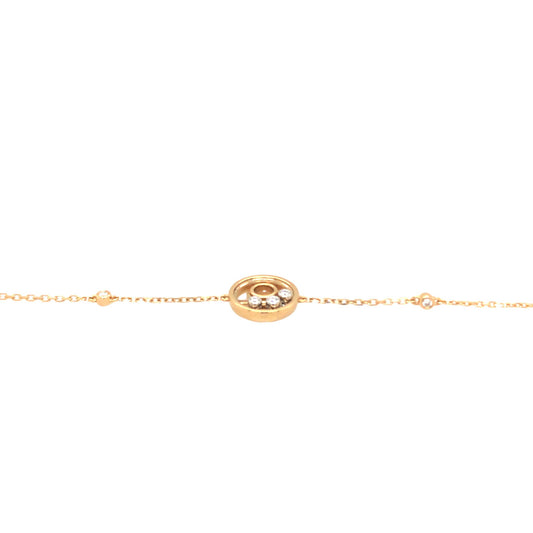 0.07Ctw 18K Yellow Gold Cable Link Bracelet With Round