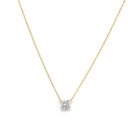 14K Yellow Gold Round Small Cz Pendant Necklace 18In