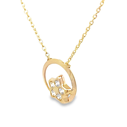 14K Yellow Gold Cz Star Pendant Necklace 18In