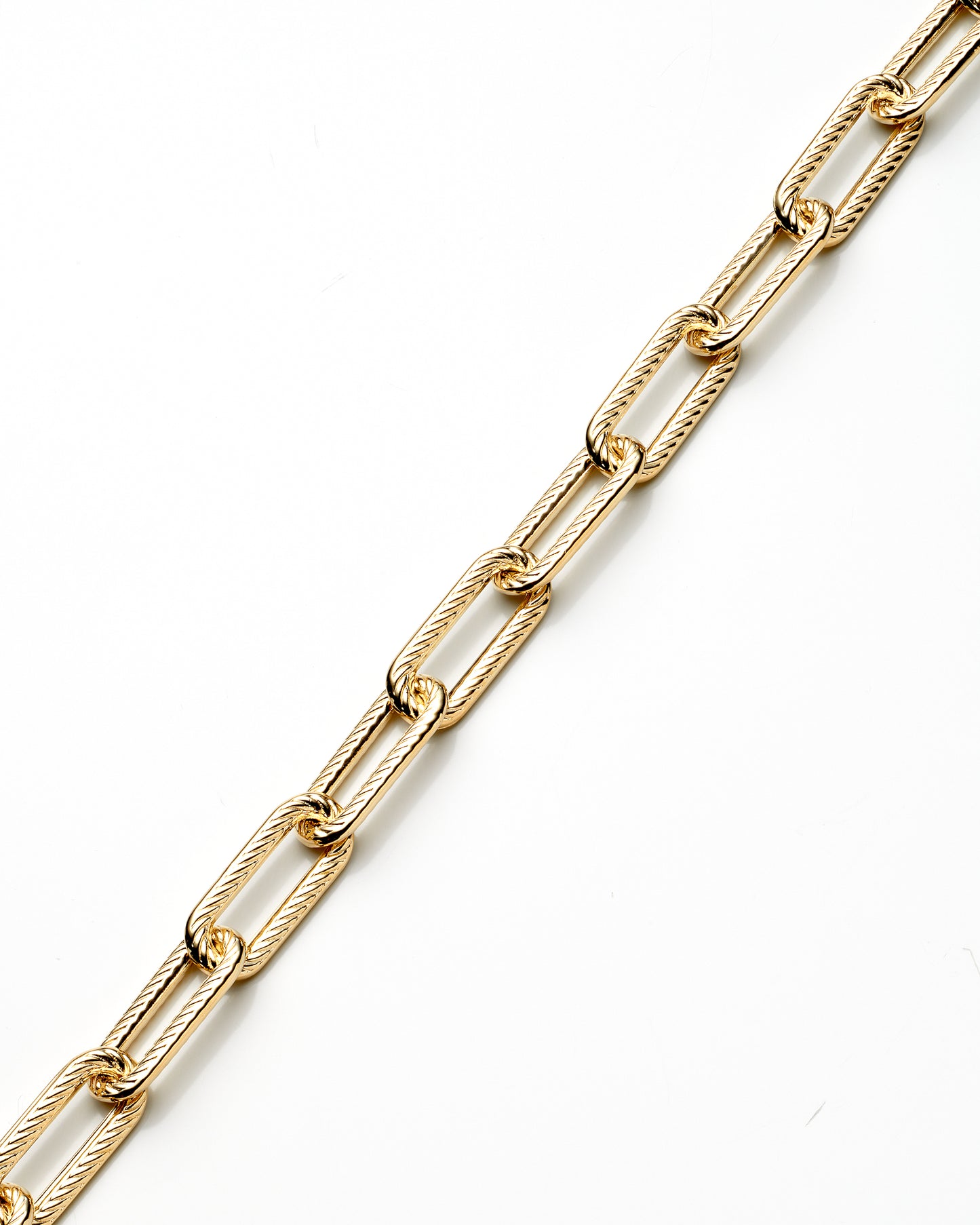 14K Yellow Gold Fancy Paper Clip Style Link Bracelet 6Mm 7.5In 4.1Dwt
