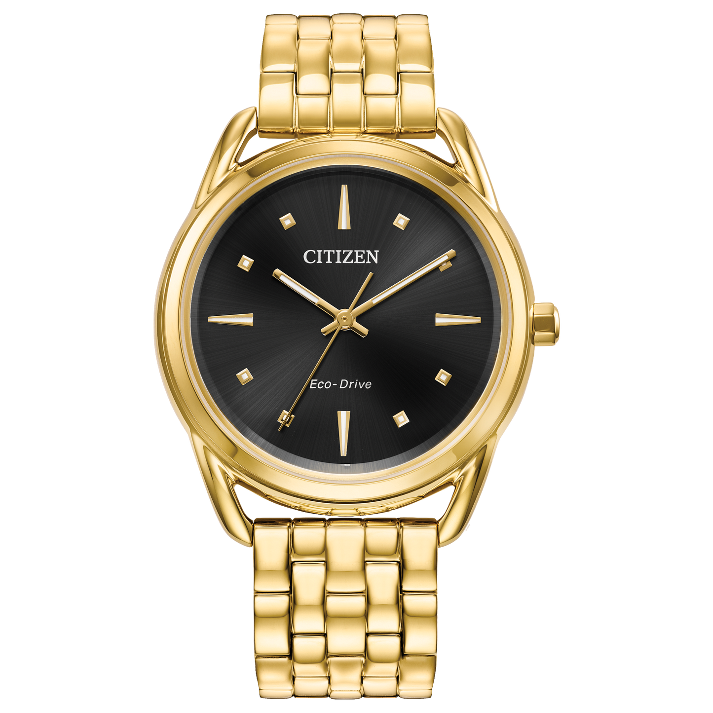 Citizen Dress Classics Ladies Eco Drive Watch (FE7092-50E) Gold Tone Black Dial