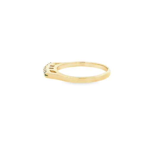 14K Yellow Gold Green Stone & Cz Ring Size 6.5 1.7Dwt