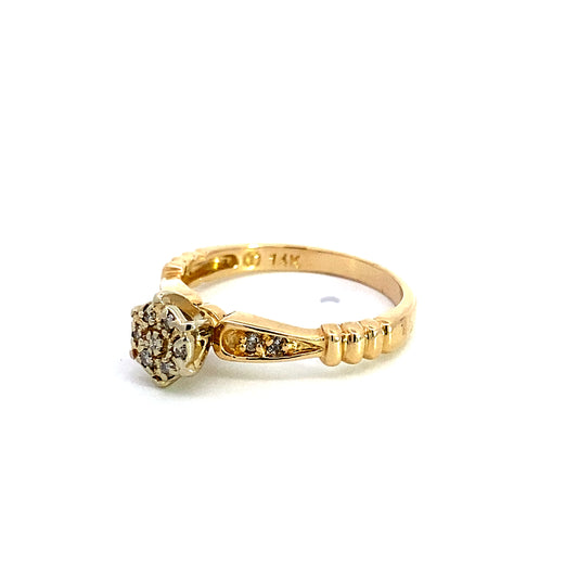 14K Yellow Gold Diamond Ladies Engagement Ring Size 5 1.5Dwt