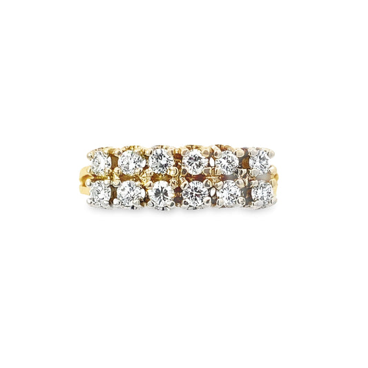 14K Two Tone Gold Diamond Fashion Ring Size 7.5 3.0Dwt