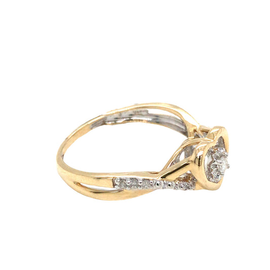 0.10Ctw 14K Yellow Gold Heart Ring Size 7 1.6Dwt
