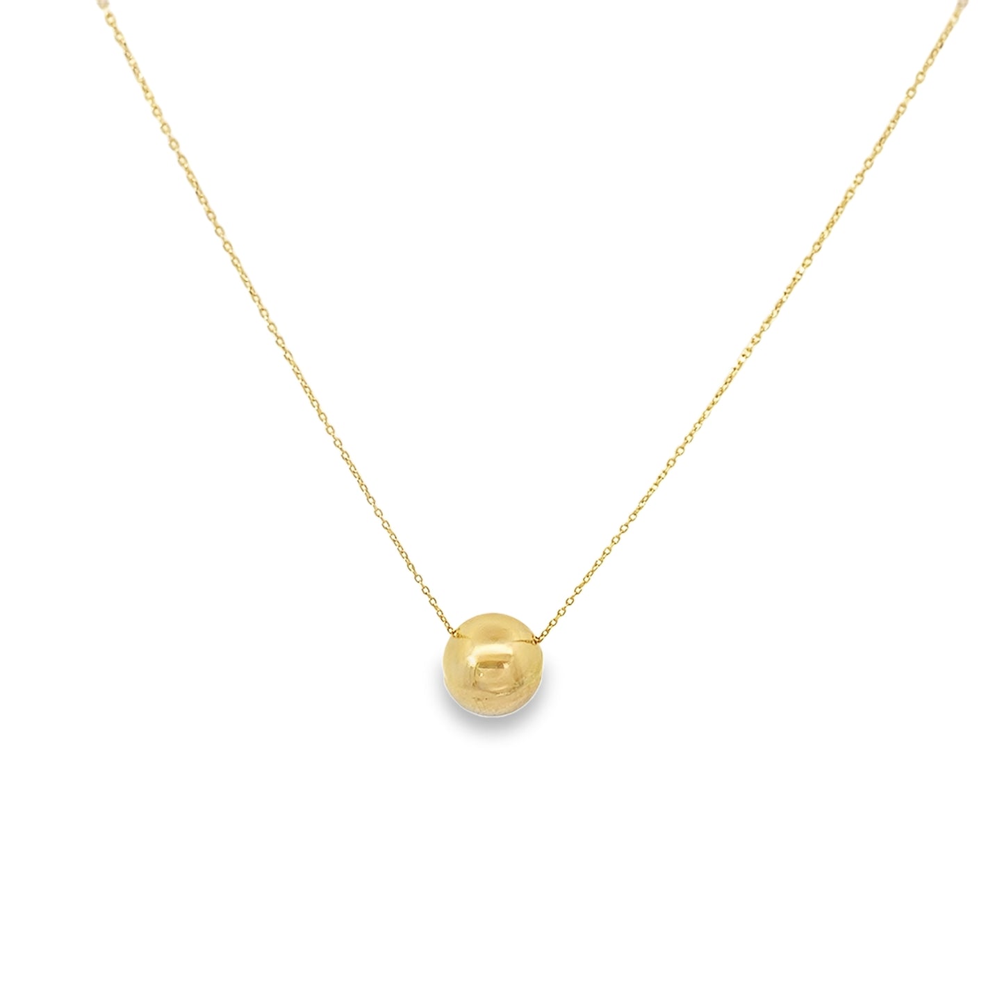 14K Yellow Gold Ladies 9Mm Ball  Necklace 18In