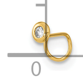 14K 22 Gauge Circle with CZ Nose Ring Body Jewelry