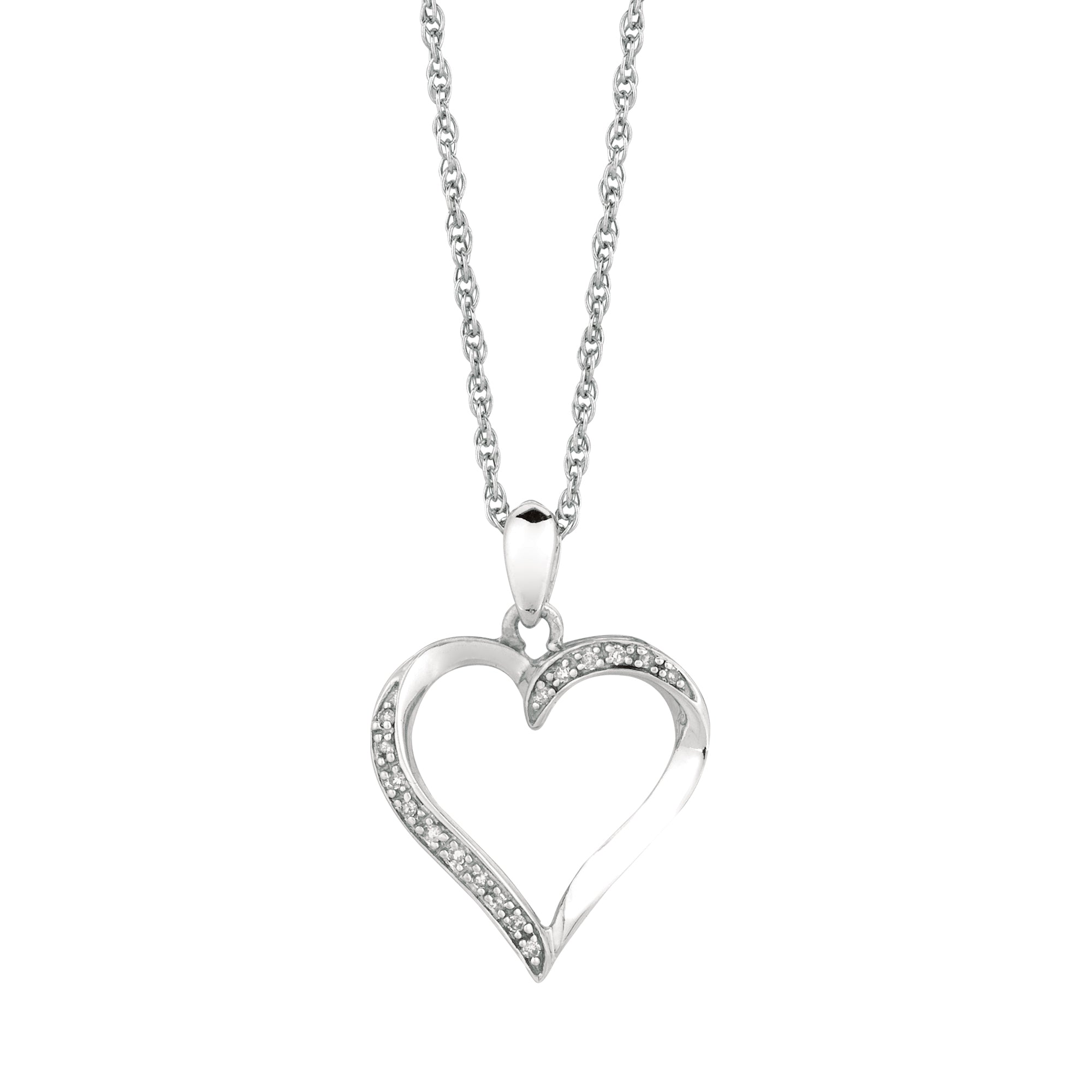 Silver Diamond Accent Heart Necklace – Five Star Jewelers