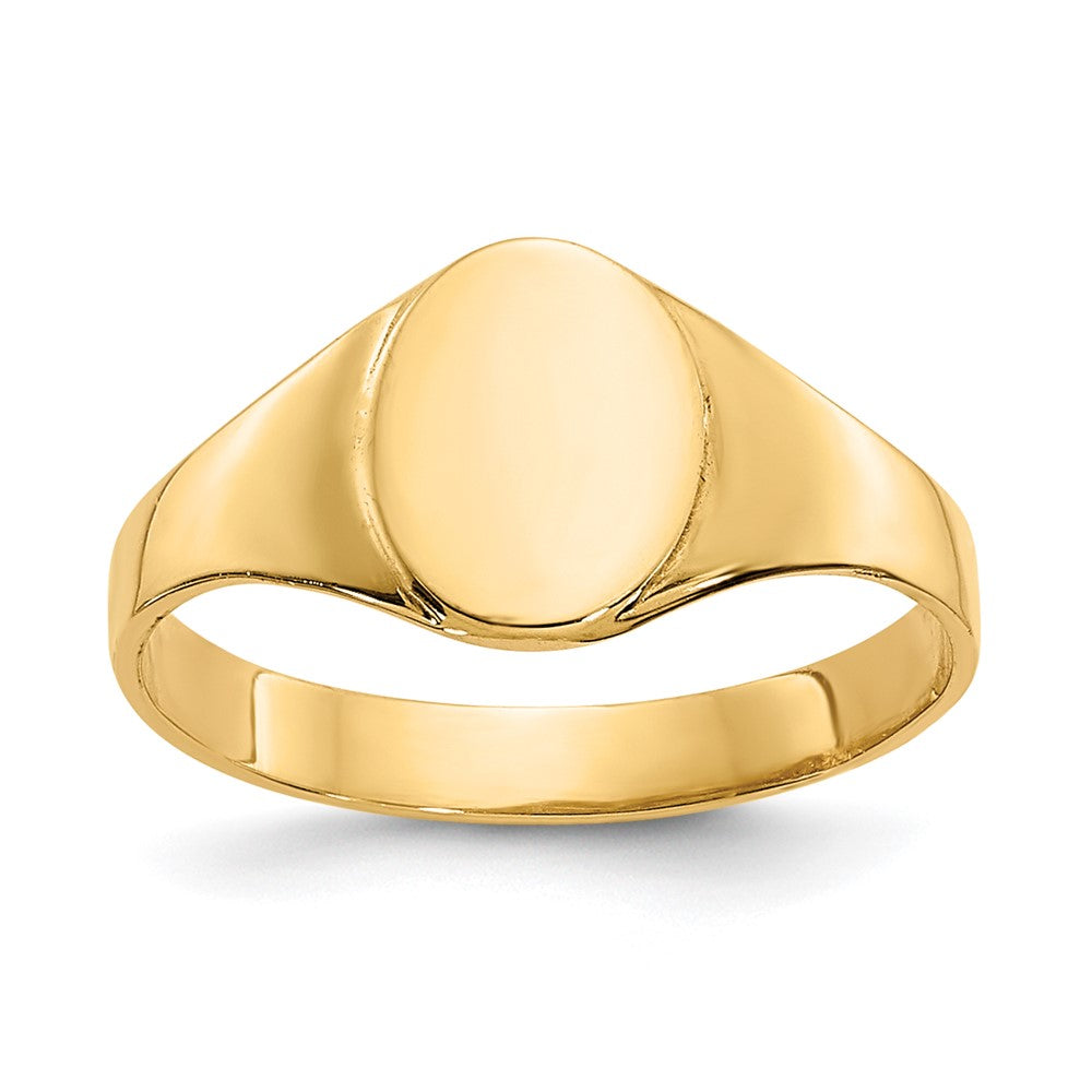 14k High Polished Oval Closed Back Baby Signet Ring