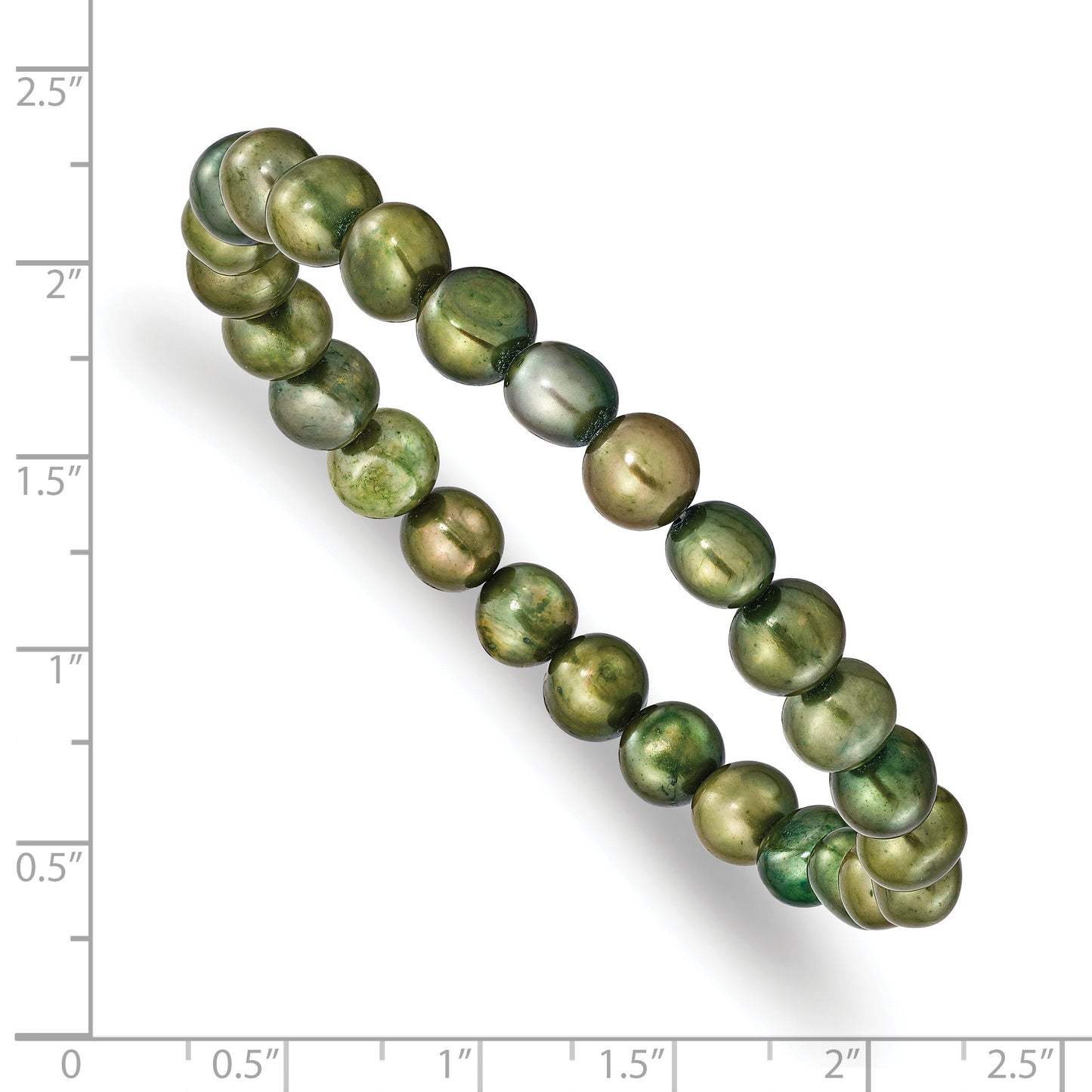 6-7mm Green semi-round FWC Pearl Stretch Bracelet