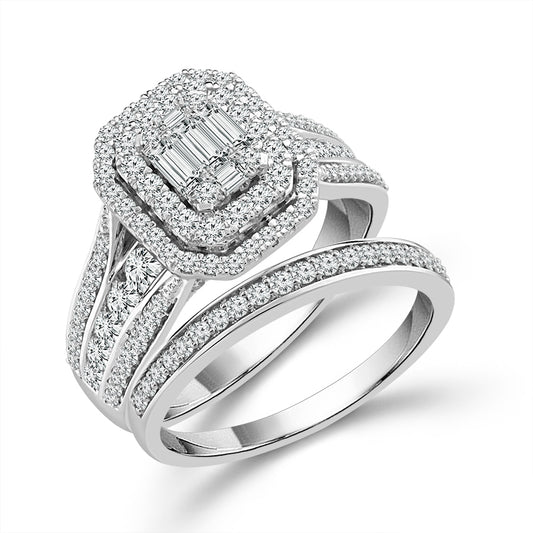 Diamond Bridal Set 1.25 Ct tw  10k White Gold