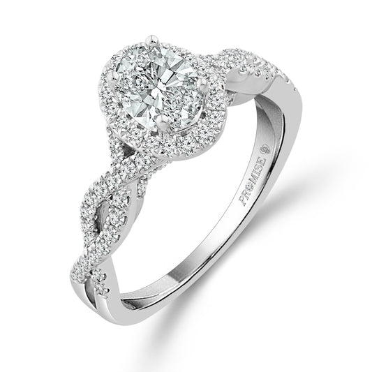 Diamond Engagement Ring 0.9 Ct tw  14k White Gold
