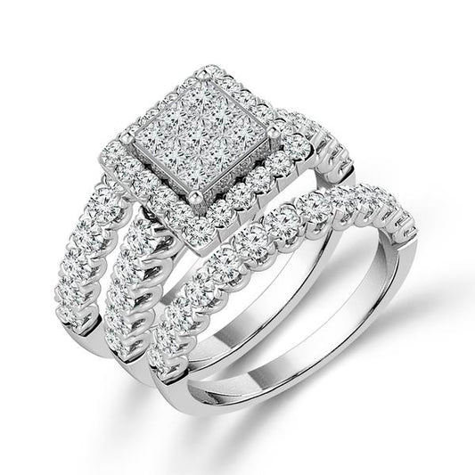 Diamond Bridal Set 1.5 Ct tw  10k White Gold