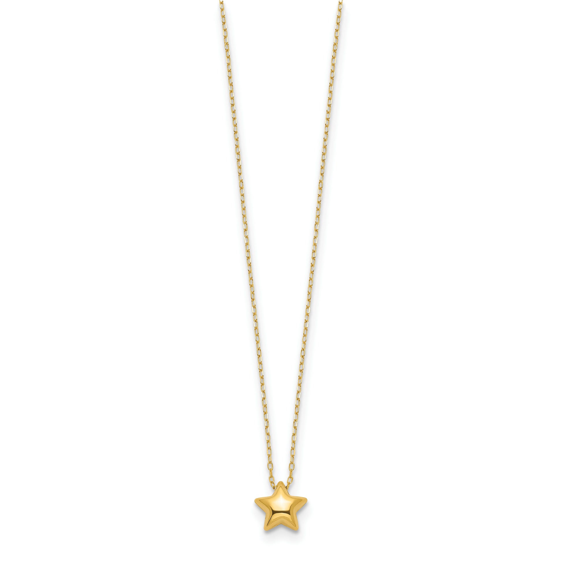 14k Polished Puffed Star 16.5in Necklace