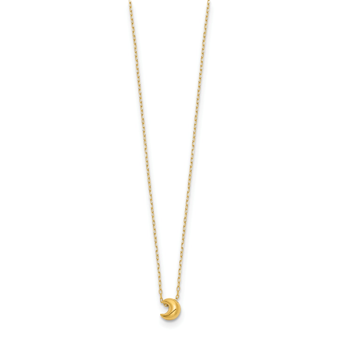 14k Polished Puffed Moon 16.5in Necklace