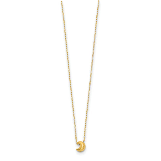 14k Polished Puffed Moon 16.5in Necklace
